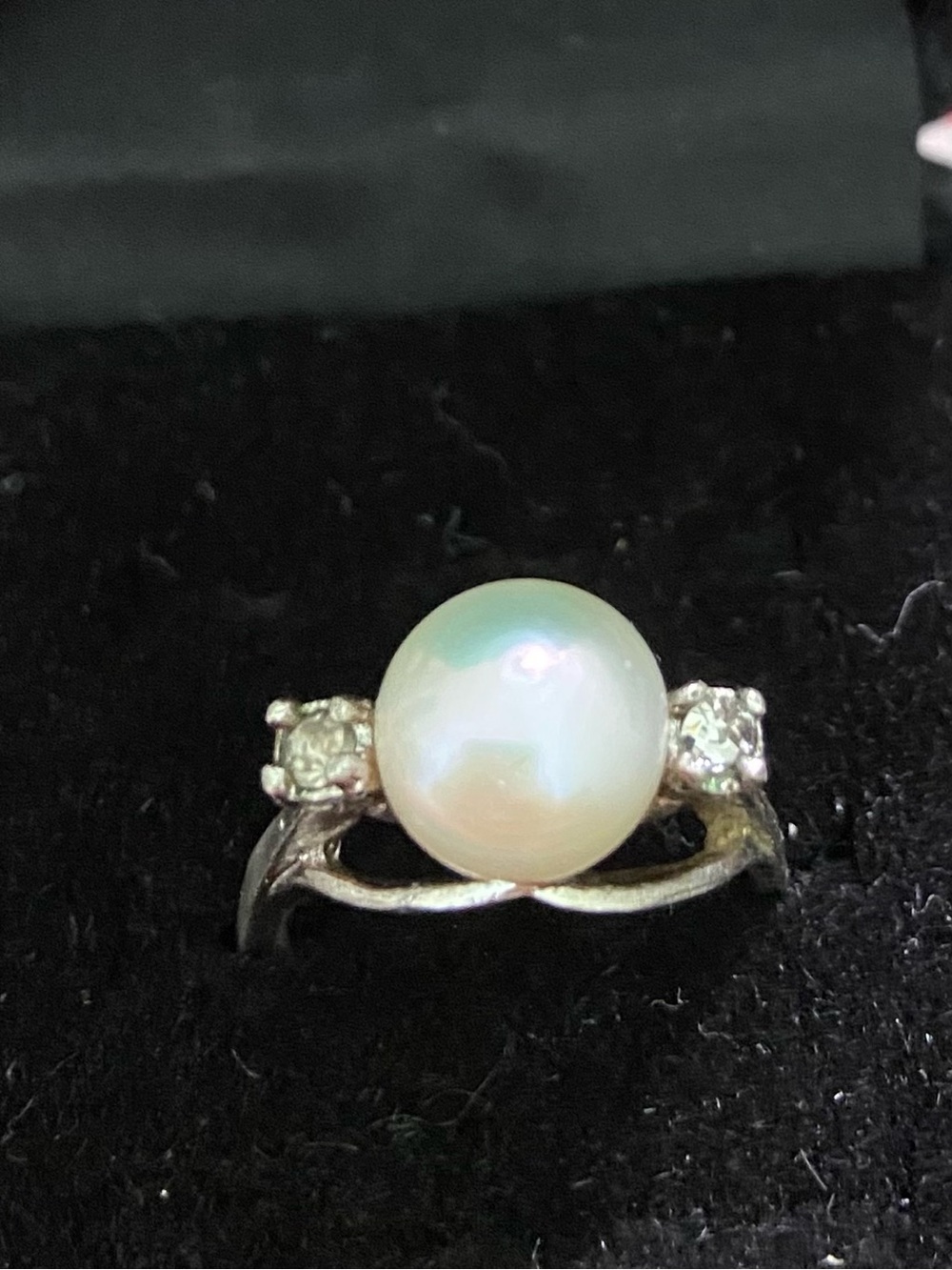 ESPO Sterling Silver Pearl and Cubic Zirconia Accent Sterling Ring - size 6